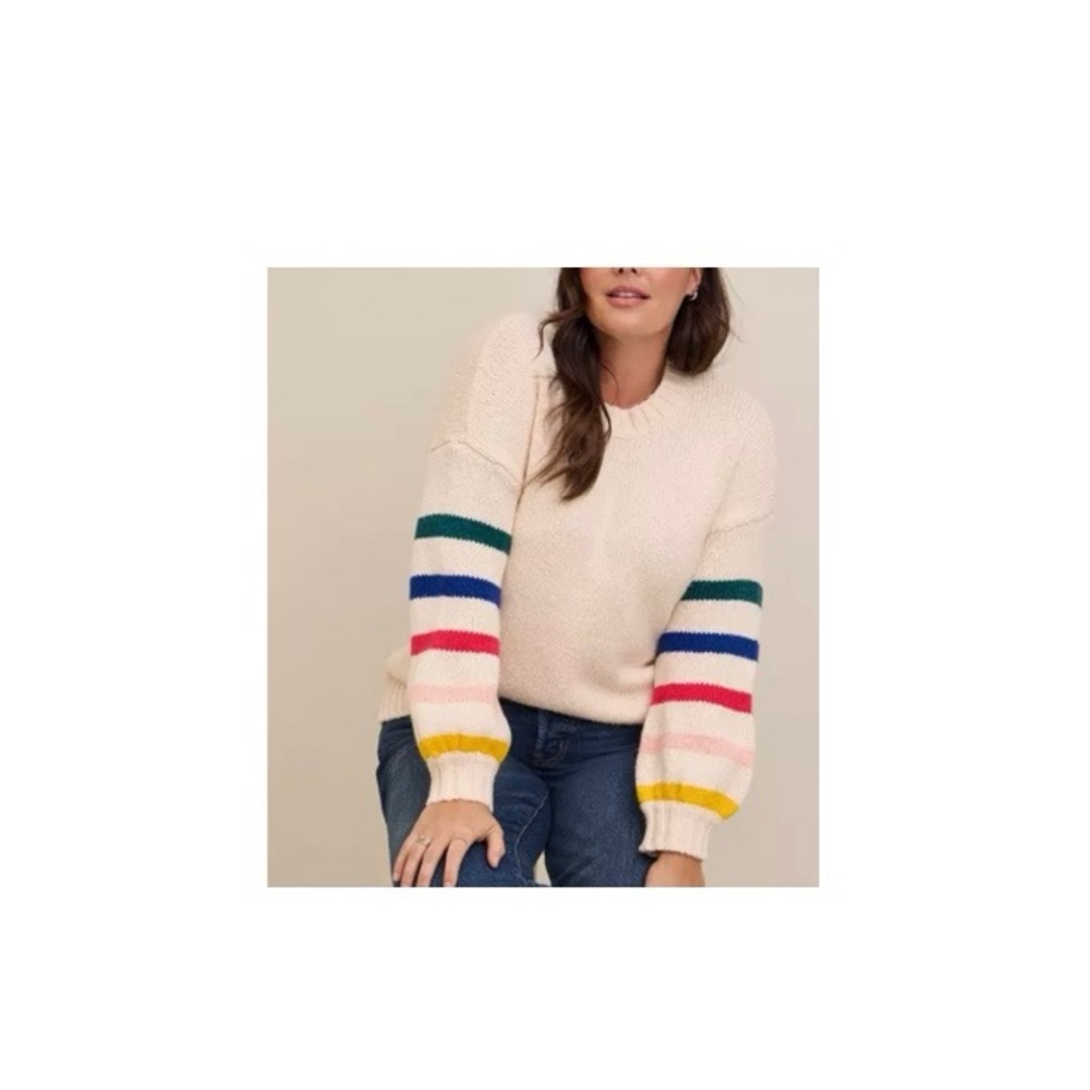 Torrid Cotton Intarsia Pullover Balloon‎ Sleeve Crewneck Sweater - Picture 8 of 10